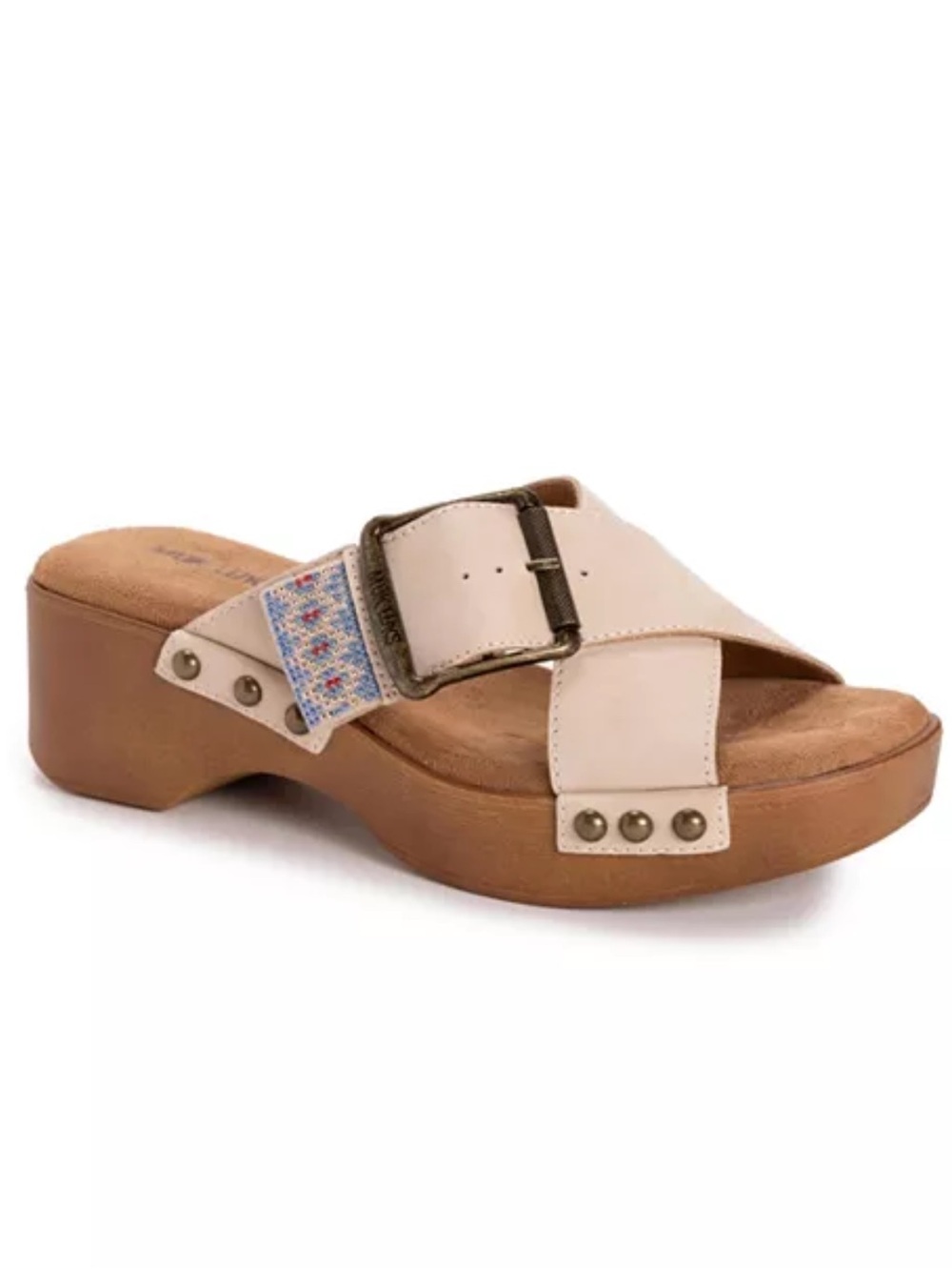 Muk Luks Women's Leather Charlotte Wedge Sandals New Size 6
